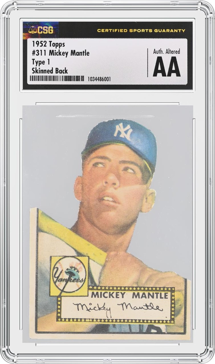 CSG Certifies A Distinctively Altered 1952 Topps Mickey Mantle Card CGC